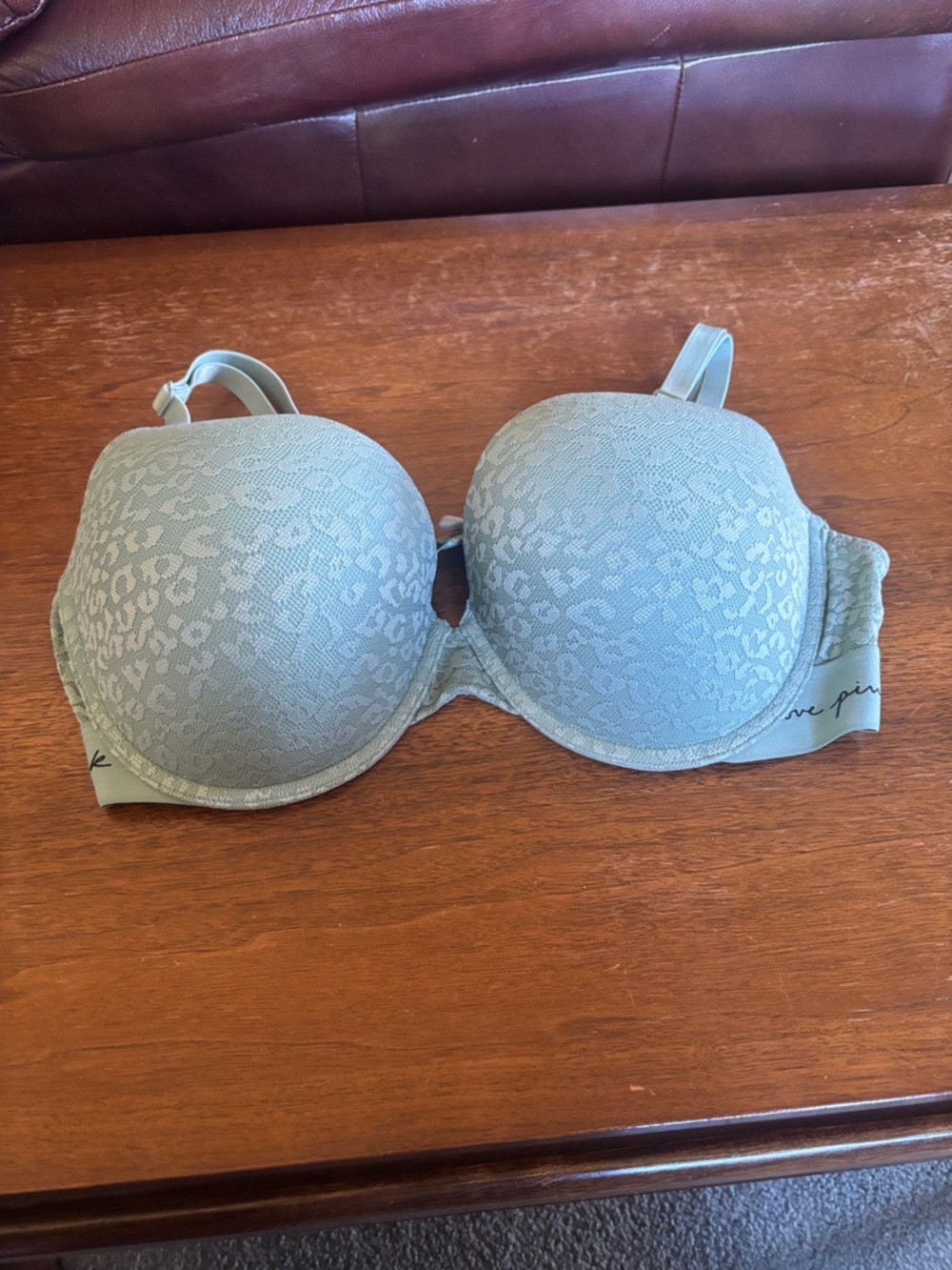 PINK Victoria's Secret Sage Green Lace Push-Up Bra
